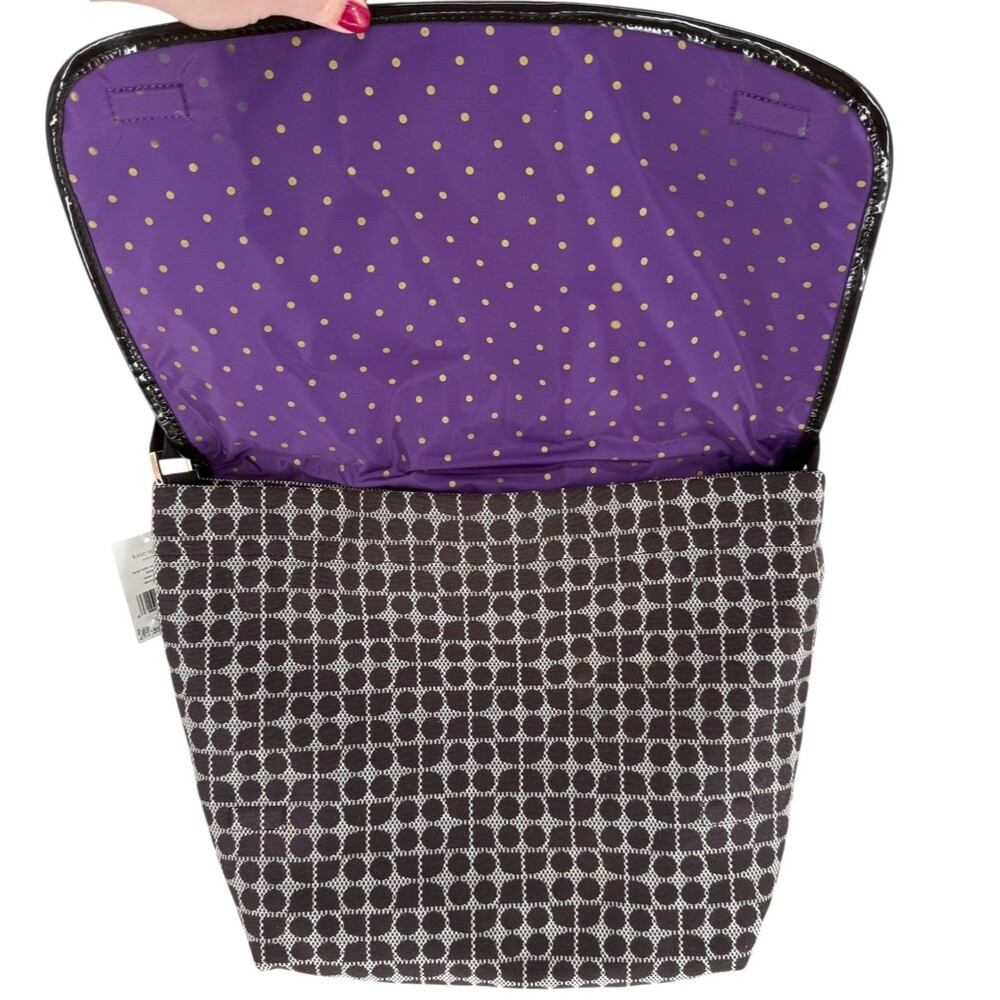 Kate Spade Classic Noel Dot Diaper Bag Large Brown Purple Y2K Stripe Messenger - Picture 5 of 12